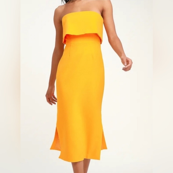 C/MEO Entice Golden Yellow Strapless Dress. Size Small/ US 4. - Picture 1 of 11